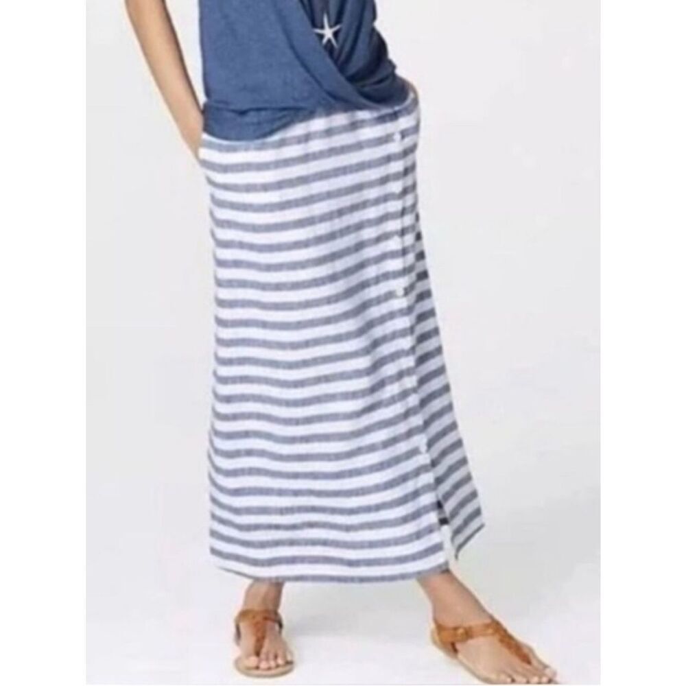 J.Jill Love Linen Women Striped Midi Skirt MP